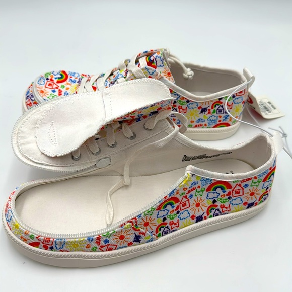 NWT BILLY Footwear LowTop Sneakers Big Girl White with Rainbow House Print - Picture 4 of 12